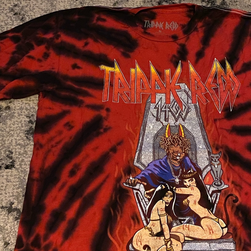 official trippie redd red and black tie dye excitement graphic tee